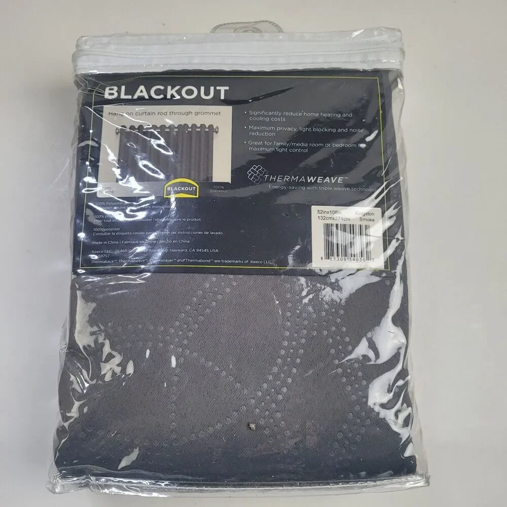 NEW Eclipse Absolute Zero 52 x 108 One Grommet curtain panel 'Smoke' #CT180